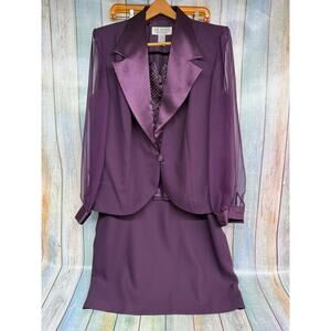 J.R. Nites Woman Two Piece Skirt Set Purple Size 16 Fancy Cruise Wedding Sequin